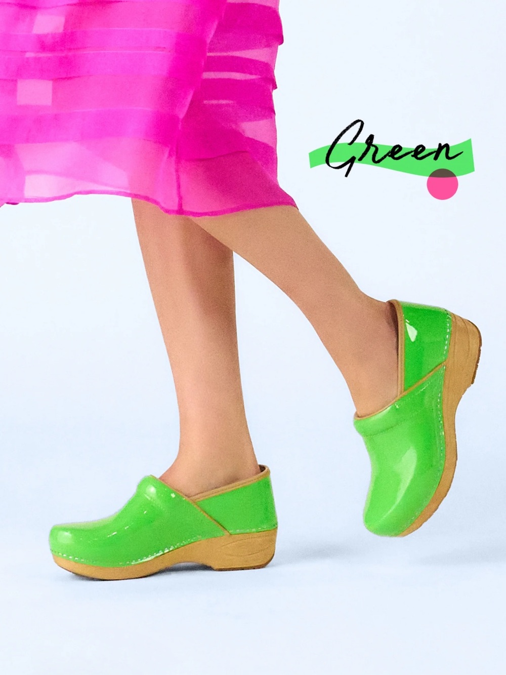 dansko professional XP 2.0 clogs - neon green patent leather 39 8-8.5 - Picture 9 of 9